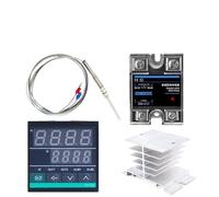Regolatore di temperatura PID CH102 termostato digitale per sensore sonda termocoppia tipo K da 220 V+ 1 m M8 + relè SSR 40DA + dissipatore di calore (colore: 1 set con base)