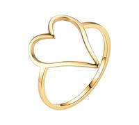 Regolatore Ring per Anelli Donne Allentate Anello a forma di cuore in acciaio al titanio Anello femminile non perde colore Anello a taglio in acciaio inossidabile Anello a forma di Anello Da (Gold, 7)
