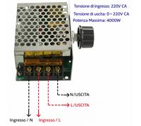 Regolatore Tensione SCR 4000W AC 220V Dimmer Variatore Velocita Motore Luci Volt