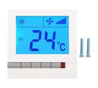 Regolatore termostato digitale LCD con ampio display retroilluminato e sensore di temperatura accurato per ventilconvettori e climatizzazione centralizzata, bianco