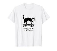 Regolazione della catitudine necessaria: Umorismo del Volto dell'orologio felino Maglietta, Uomo, Bianco, L