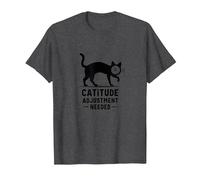 Regolazione della catitudine necessaria: Umorismo del Volto dell'orologio felino Maglietta, Uomo, Grigio Scuro, L