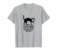 Regolazione della catitudine necessaria: Umorismo del Volto dell'orologio felino Maglietta, Uomo, Grigio Melange, L