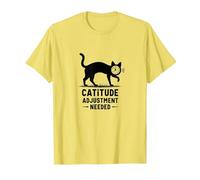 Regolazione della catitudine necessaria: Umorismo del Volto dell'orologio felino Maglietta, Uomo, Limone, L
