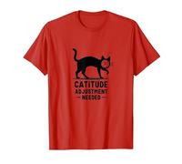 Regolazione della catitudine necessaria: Umorismo del Volto dell'orologio felino Maglietta, Uomo, Rosso, L