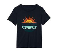 Regolazione della latitudine di Key West Fuga in Paradiso Tropicale Maglietta, Donna Plus-Size, Nero, 3X