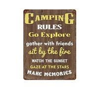 Regole del campeggio Targa in metallo Targa in metallo retrò Pittura in ferro Poster in latta Decorazione per la camera Cucina Bagno Fattoria Club Bar Caffetteria Negozio per uomini Grotta Decorazioni
