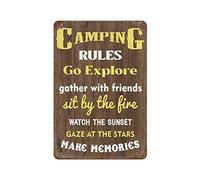Regole del campeggio Targa in metallo Targa in metallo retrò Pittura in ferro Poster in latta Decorazione per la camera Cucina Bagno Fattoria Club Bar Caffetteria Negozio per uomini Grotta Decorazioni
