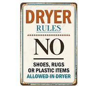 Regole per l'asciugatrice Vietato indossare scarpe, tappeti o oggetti di plastica nell'asciugatrice Cartello in metallo per casa, cucina, fattoria, stile retrò, decorazione da parete per uomini e don
