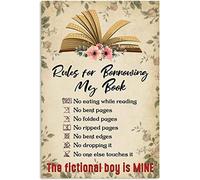 Regole per prendere in prestito il mio libro retrò in alluminio per giardino esterno Cafe decorazione vintage poster da parete decorazione in metallo cartello poster 20 x 30 cm