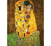 REGSDFQ Diy Dipingere Con I Numeri Klimt Bacio Kit Per Dipinto A Olio, Pennelli Per Dipingere Con I Numeri Su Tela Dipinti famosi Gustav Klimt Abbracciare uomini e donne 40x50cm Senza Cornice