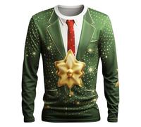Regular Fit Plain Business Shirt per gli uomini T Shirt Natale Babbo Natale Modello Girocollo Abbigliamento Stampa 3D Outdoor Daily Sport a maniche lunghe Stampa Retro Moda Atletica Sport Workwear Top