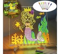 Regularlyk - Lavagnetta a LED con colori, lavagna creativa in acrilico riscrivibile a LED, lavagna luminosa cancellabile a secco, bacheca LED in acrilico con colori per bambini (19,8 x 19,8 cm)
