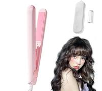 Regulatem Ceramic Mini Hair Curler, Regulatem Curling Iron, Mini Dual-Purpose Curling Iron, Mini Hair Curlers for Short Hair, 2 in 1 Mini Ceramic Curler, Hair Straightener (Pink)