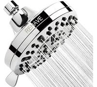 REHAVE Soffione doccia a pioggia, 13 cm, ad alta pressione con 63 getti, 8 modalità di spruzzo, ricambio per soffioni da bagno, ugelli in silicone anti-intasamento, giunto sferico regolabile in ottone