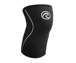 Rehband Benda per ginocchio Rx, fascia per ginocchio in neoprene da 7 mm per sollevamento pesi e powerlifting, protegge le articolazioni e stabilizza i muscoli, Colore:Nero - 1 Pezzo, Misura:XL