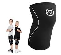 Rehband Ginocchiera Bambini in Neoprene SBR da 5 mm - Fascia compressiva per Ginocchio di Bambine e Bambini, Supporto Sportivo per Calcio, Tennis e Corsa, Colore:Nero, Misura:L
