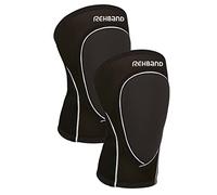 Rehband ginocchiere per pallavolo e pallamano uomo e donna, knee pads in neoprene 3 mm, protezioni ginocchio confortevoli e aderenti per sport indoor, Colore:Nero - 1 Paio, Misura:S