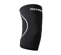 Rehband Gomitiere sport e uso quotidiano, fascia gomito in SBR/neoprene da 3 mm antiscivolo, supporto stabilizzante per gomito con compressione per donna e uomo, Colore:Nero, Misura:M