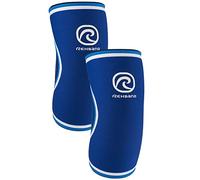 Rehband RX gomitiera per sport di forza, elbow sleeve in neoprene 5 mm, supporto gomito stabilizzante per bodybuilding, powerlifting e fitness, Colore:Blu - 1 Paio, Misura:XL