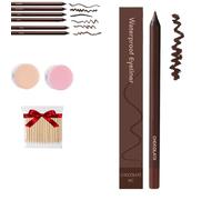 Rehearsatl 24 HR Waterproof Eyeliner Duo Sharpenable Eye Pencil, Persona Eyeliner Pencil Waterproof Plum And Chocolate Duo, No Smudging, Fading (Chocolate)