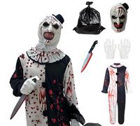 Rehecher Art The Clown Costume - Pagliaccio Assassino Tuta,Costume da Clown Horror Terrifier con Maschera e Coltello (Kid-XL)