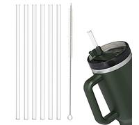 Reheyre 1 set di cannucce in plastica trasparente, riutilizzabili, in plastica dura, cannucce trasparenti riutilizzabili con spazzola per la pulizia, cannucce riutilizzabili per frullati, tè, succhi