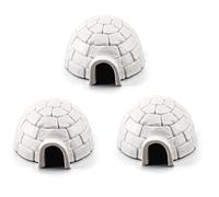 Reheyre 3 pezzi mini igloo polare micro paesaggio resistente all'usura renna polare modello di casa degli animali accessori per acquario 3 pezzi