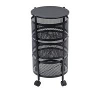 Reheyre Carrello portaoggetti da cucina, 5 ripiani, rotondo, girevole, grande scaffale con ruote a 360 gradi, ripiano in filo metallico per frutta e verdura, con coperchio superiore, per soggiorno