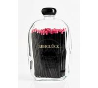 REHGLÜCK Schwarzwald, Bottiglia decorativa riempita con fiammiferi lunghi circa 80 10 cm (bottiglia con coperchio nero - fiammiferi: corpo nero - testa rosa)