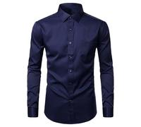 REHJJDFD Camicie Eleganti Bianche da Uomo Camicia Casual Slim Fit Camicia da Lavoro da Uomo d'Affari da Uomo Z6 Asian M