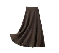 REHJJDFD Gonna a ombrello da donna a vita alta lavorata a maglia, per autunno e inverno, in lana, Caffè profondo., XXL