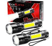 REHKITTZ Torcia LED Potente 2 Pezzi Multifunzione (Bianca Rossa Lampeggiante