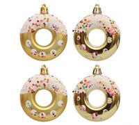 Rehoetom Allegra decorazione natalizia: ornamenti festivi a ciambella per case e ufficio, decorazioni per le vacanze, decorazioni in plastica per albero di Natale, tema ciambella per le vacanze (oro)