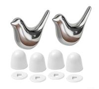 Rehoetom Confezione da 2 copribulloni in porcellana con 4 coperchi, base decorativa per il bagno, kit di nascondiglio in ceramica, oro, bianco, nero, argento (argento)