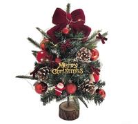 Rehoetom Piccolo albero di Natale da scrivania con paletti in legno, 45 cm, materiale PE, kit di decorazione fai da te per tavolo o mensola, espositore festivo (C)