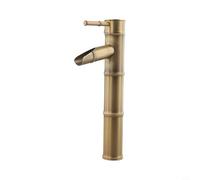 Rehoetom Rubinetto per lavabo, miscelatore monocomando in ottone antico con valvola in ceramica, rubinetto per acqua calda e fredda montato sul piano per bagno e cucina, standard G1/2" (L)