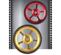 Rehoetom Ruota di ricambio in lega di alluminio da 61 mm per CNC per una facile piegatura per bicicletta, ad alta resistenza, leggera, con gomma quadrata spessa 3 mm per anello, nero (argento)