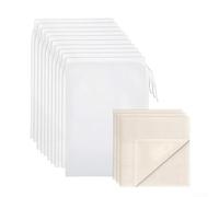 Rehoetom Sacchetti riutilizzabili per latte di noci e garze, in cotone biologico, 10 sacchetti in rete (20 x 30 cm) + 3 panni filtranti (50 x 50 cm), per latte di mandorle, formaggio, succo di verdura