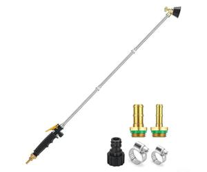 Rehoetom Spruzzatore per tubo da giardino in acciaio inossidabile con nebulizzatore regolabile e ugello dritto, 67 cm/146 cm a doppia lunghezza, compatibile con barb e 147 cm