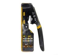 Rehoetom Strumento di crimpatura passante, per connettore RJ45 8P8C, con funzioni di taglio a crimpare, compatibile con cavi LAN CAT8/7/6A/6/5E e RJ11/12