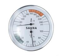 Rehoetom Termometro e igrometro per sauna con doppio display Fahrenheit/Celsius, struttura in metallo, quadrante 11,5 x 11,3 cm, per sauna a vapore e a secco, facile