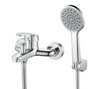 Rehomthy Rubinetto Vasca da Bagno Monocomando con Soffione Doccia e Tubo, Miscelatore Vasca da Bagno con Doccetta, Cromo
