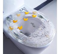 REHOOF Copriwater in Resina con Fiori Veri, Conchiglie E Sabbie, Migliora L'arredamento del Bagno con Effetti 3D, Resistente,Chiusura Ammortizzata,Compatibile con Tipo U/V/O,Tavoletta WC E,42cm*36cm