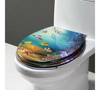 REHOOF Resina Trasparente Sedile WC Muto Copriwater E Copri A Forma di U/V/O Universale Acciaio Inossidabile Raccordi Cerniera,Facile da Pulire,Chiusura Rallentata,ASSE WC,Toilet Seat Bagno B,42×36CM