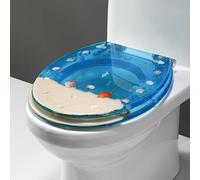 REHOOF Resina Trasparente Sedile WC Muto Copriwater E Copri A Forma di U/V/O Universale Acciaio Inossidabile Raccordi Cerniera,Facile da Pulire,Chiusura Rallentata,ASSE WC,Toilet Seat Bagno K,42×36CM