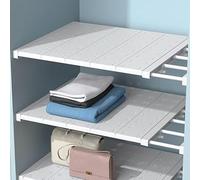 REHOOF Ripiani Regolabili per Armadio, Ripiani Espandibili per Scaffale, Divisori Telescopici per Armadio Senza Chiodi per Guardaroba, Armadio, Cucina, Bagno, Lunghezza Regolabile W35cm,L 48-80cm