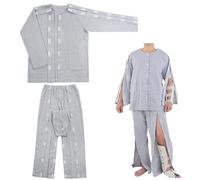 REHOOF Vestiti per L'assistenza,Pantaloni per La Cura del Pazienti Allettati Pigiama con Cerniera Laterale per Catetere per Pazienti Allettati Disabilità Anziani per Post-Operatori Men's-Velcro,M