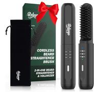 REHOYO - Piastra per barba da uomo, portatile, senza fili, spazzola riscaldata anti-scottatura, pettine elettrico caldo, 3 impostazioni di temperatura, mini piastra ionica per casa, viaggi, regali per