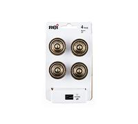 REI Set di 4 pomelli per mobili, Rotondi, in zama ottonato, Altezza 26 x Larghezza 35 x profondità 35 mm